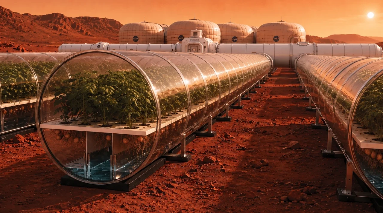 Agricultural tubes forming a future Mars growing environment